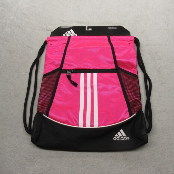 Adidas‎ Alliance II Backpack Womens Pink Drawstring Media Safe Lined Pockets NEW - Picture 2 of 10